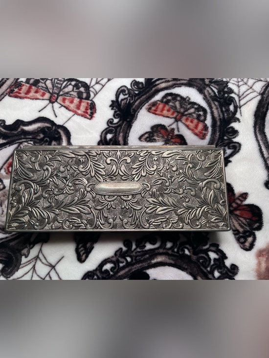 Godinger Other - Godinger Vintage 1992 Silver Plate Ornate Rectangle Jewelry  Hinged Box Velvet